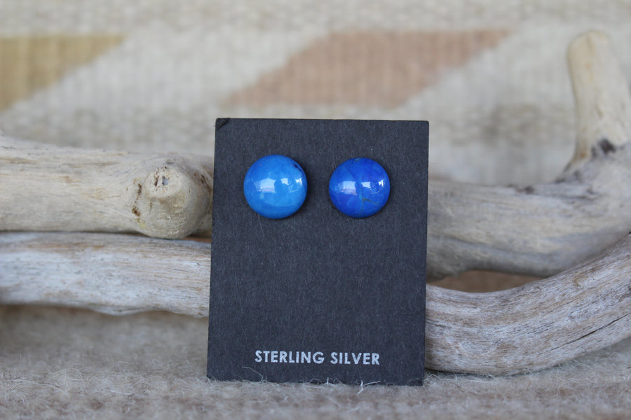 Round Lapis Studs