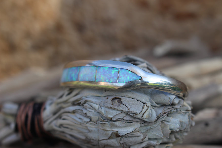 Silver and White Opal Bracelet