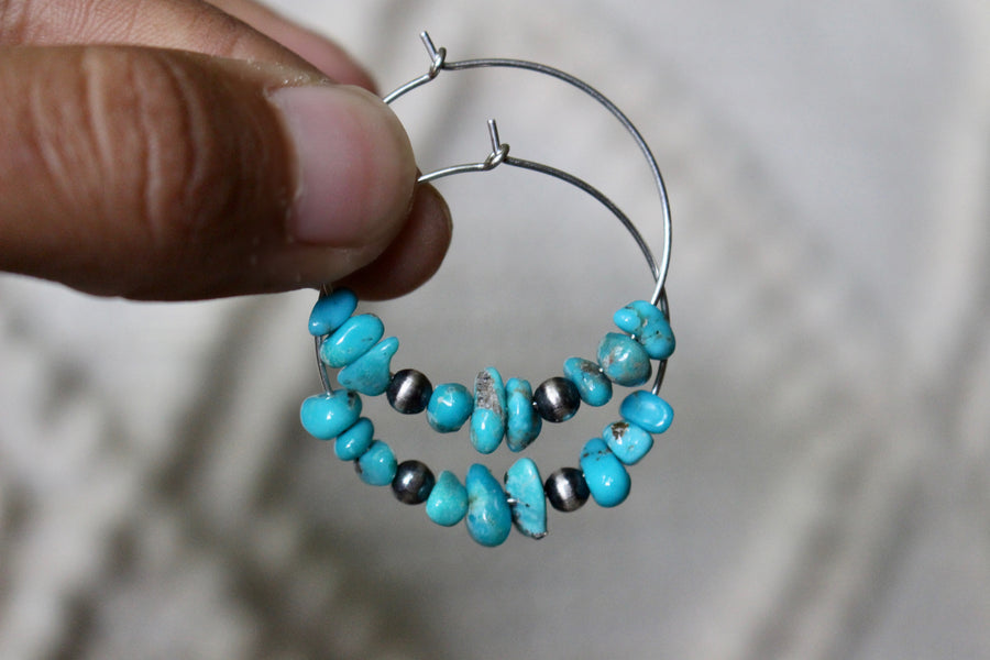 Turquoise Nugget Hoop