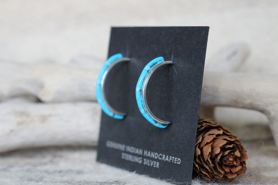 Turquoise Half Hoop Earrings