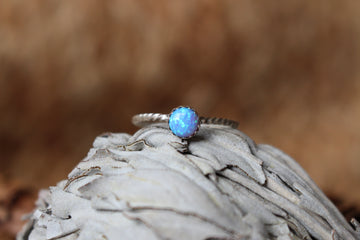 Dainty Twisted Blue Opal Ring