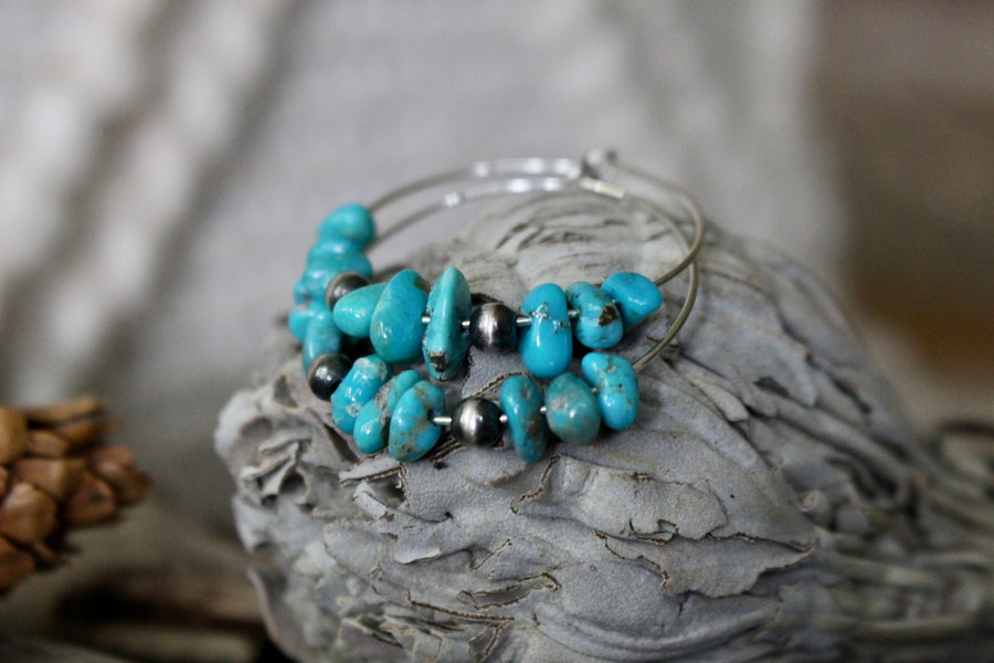 Turquoise Nugget Hoop