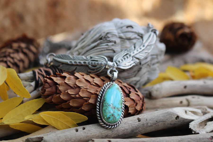 Turquoise Feather Necklace