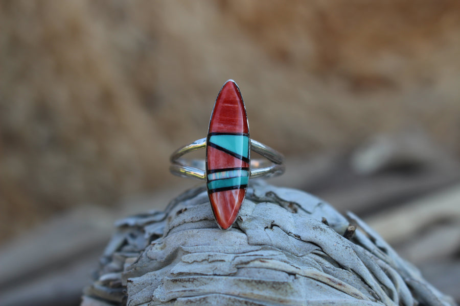 Red Arches Inlay Ring