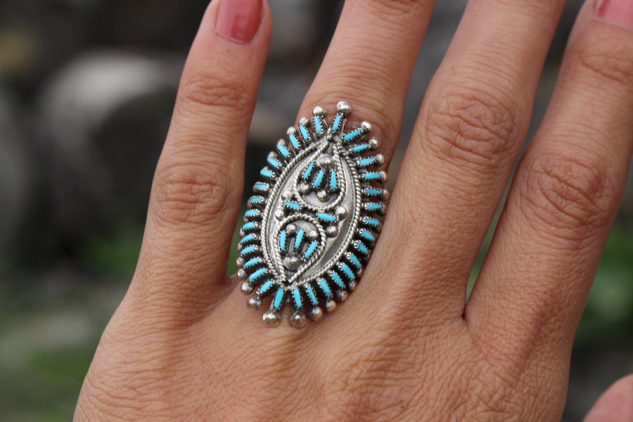 Turquoise Needlepoint Ring