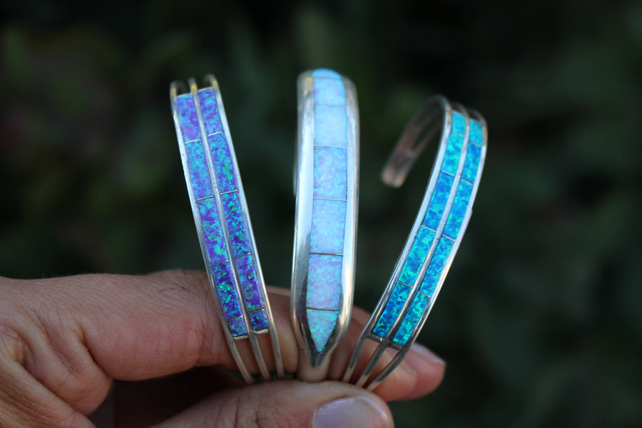 Silver and White Opal Bracelet