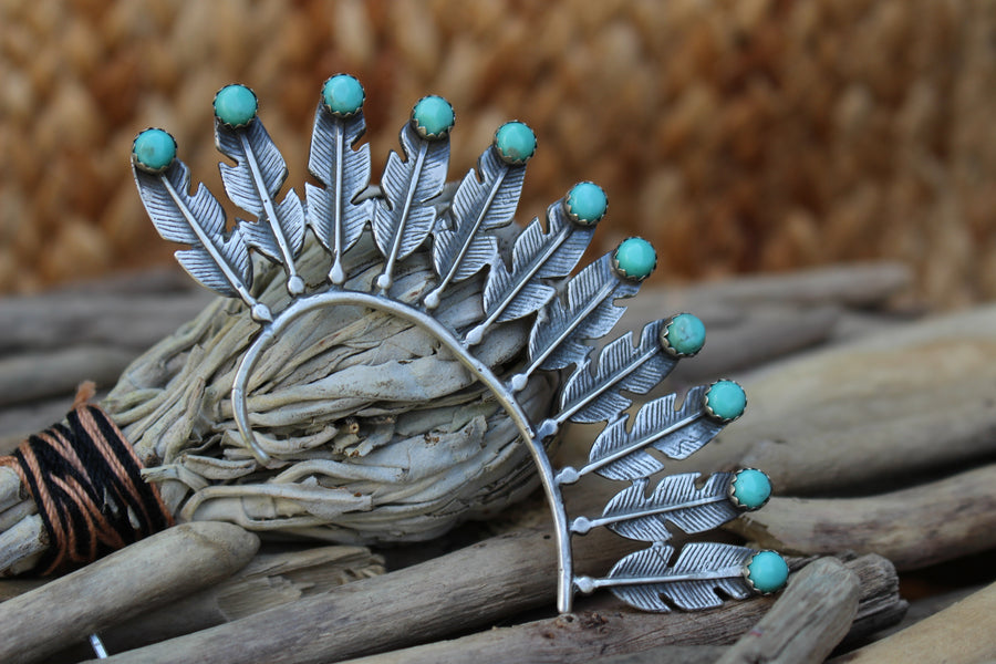 Turquoise Feather Ear Cuff