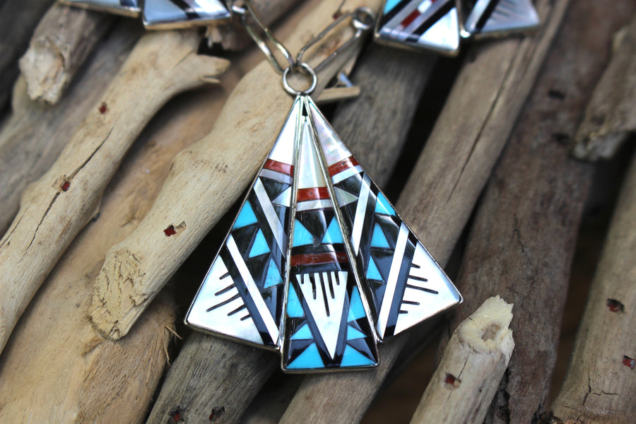 Inlay Necklace and Earring Set