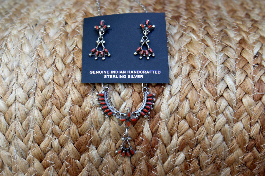 Red Petite Point Necklace Set