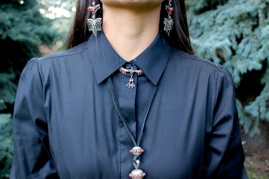 Red Petite Point Necklace Set