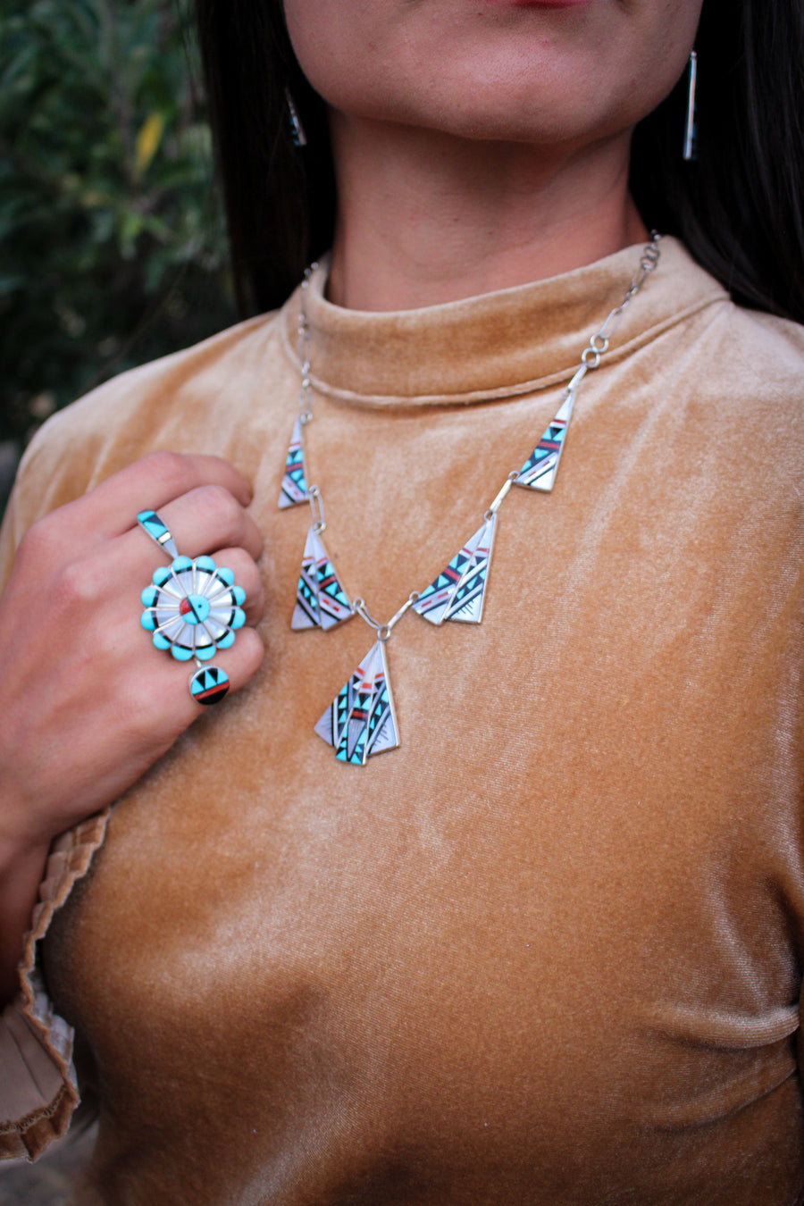 Inlay Necklace and Earring Set