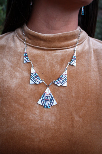 Inlay Necklace and Earring Set