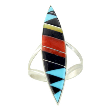 Red Inlay Arches Ring
