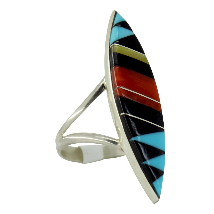 Red Inlay Arches Ring