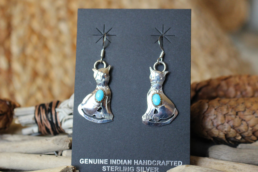 Turquoise Cat Earrings