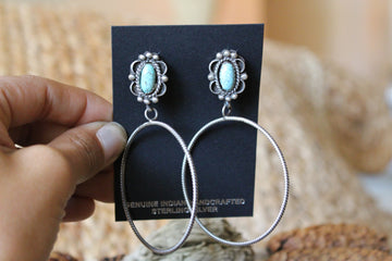 Turquoise Bloom Hoop Earrings