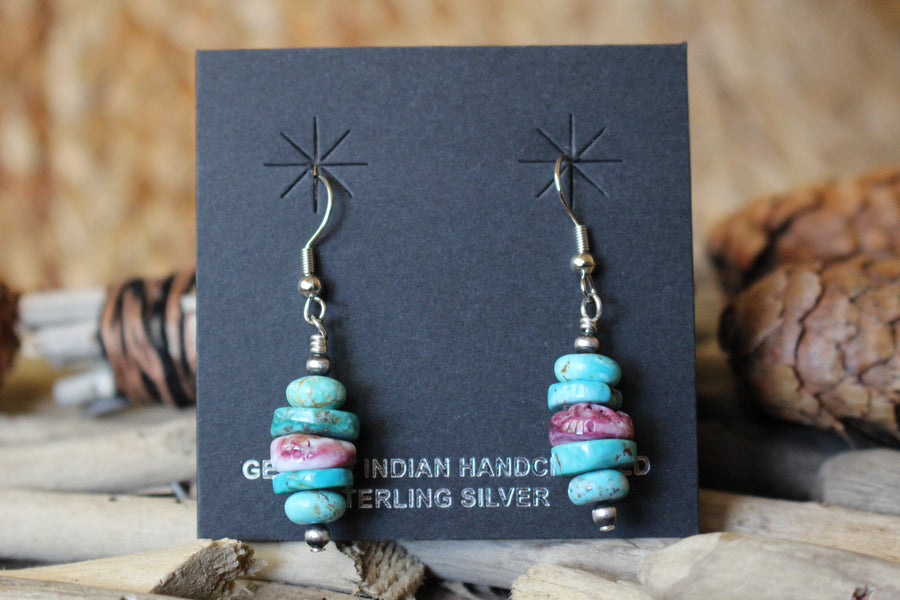 Turquoise and Purple Earrings