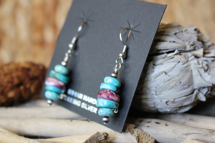 Turquoise and Purple Earrings