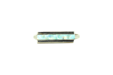 White Opal Bar Ring