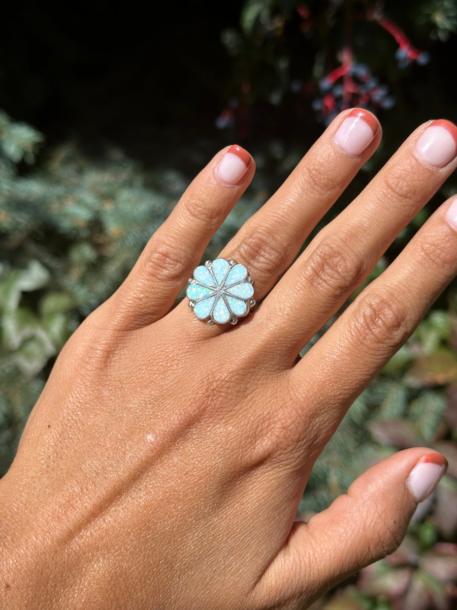 Opal flower online ring