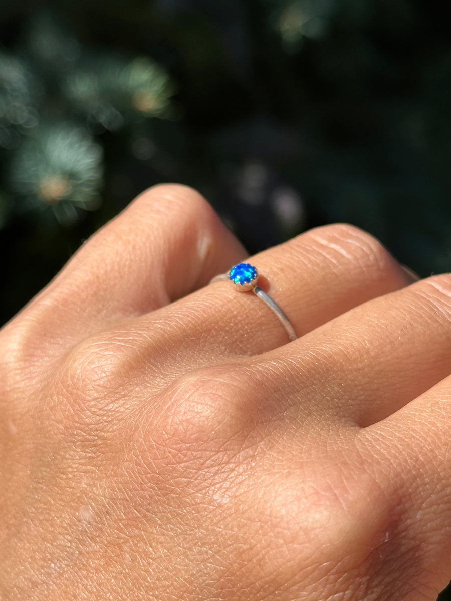 Dainty Blue Opal Dottie Ring