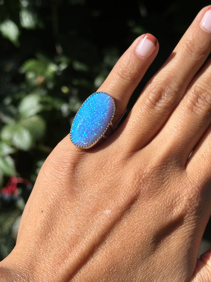 Vibrant Blue Opal  Ring