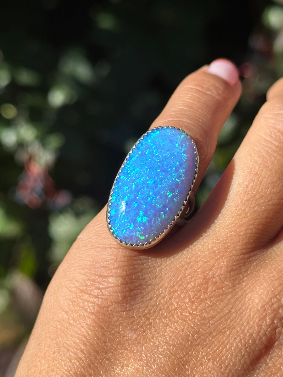 Vibrant Blue Opal  Ring