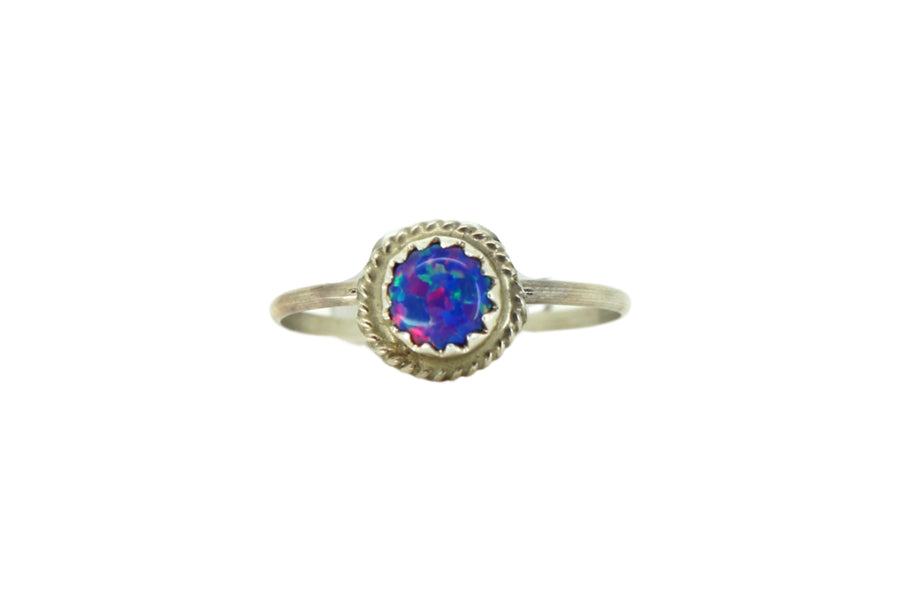 Round Ridge Blue Opal Ring