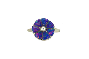 Royal Blue Opal Flower Ring
