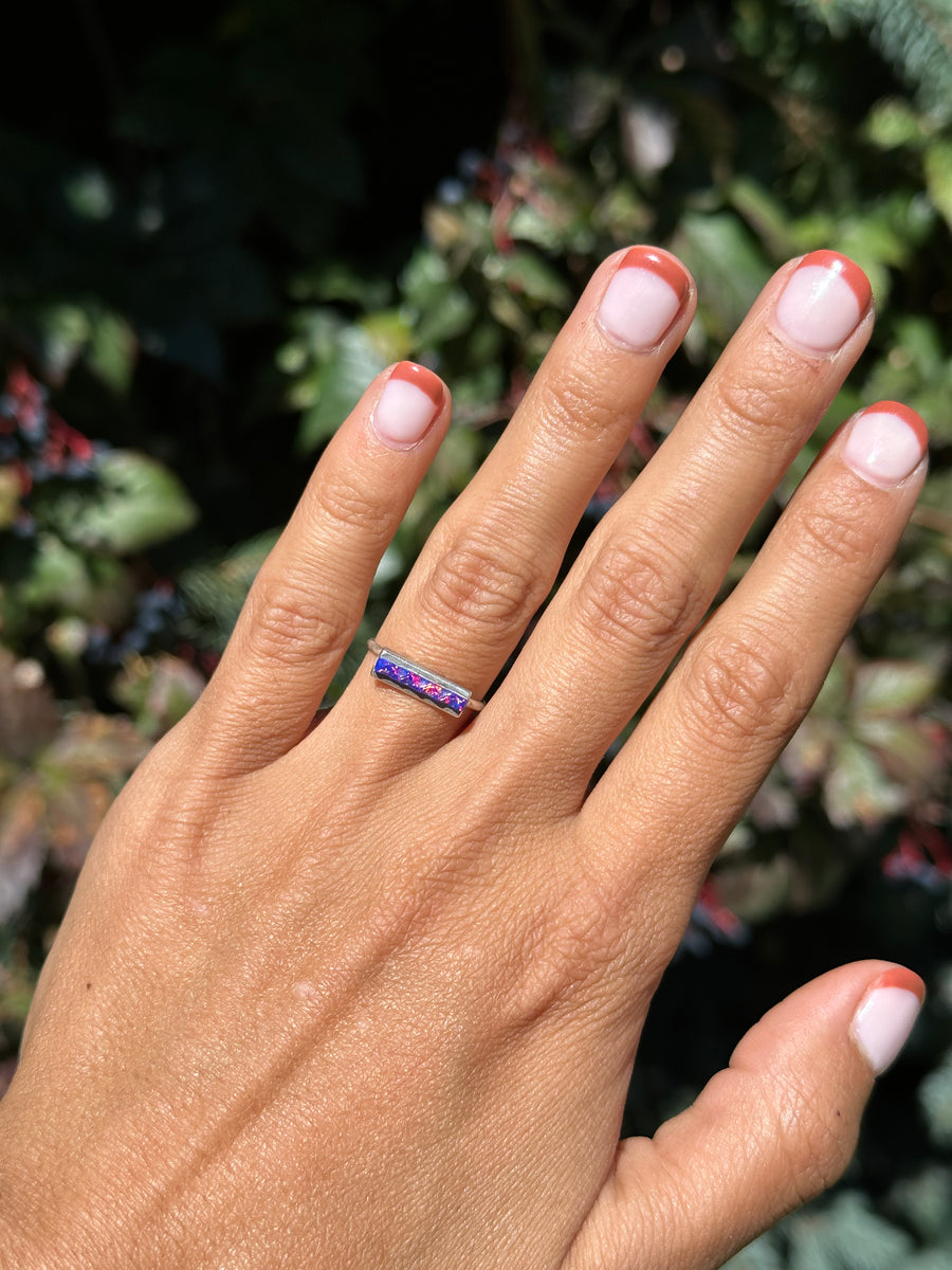 Blue Opal Bar Ring