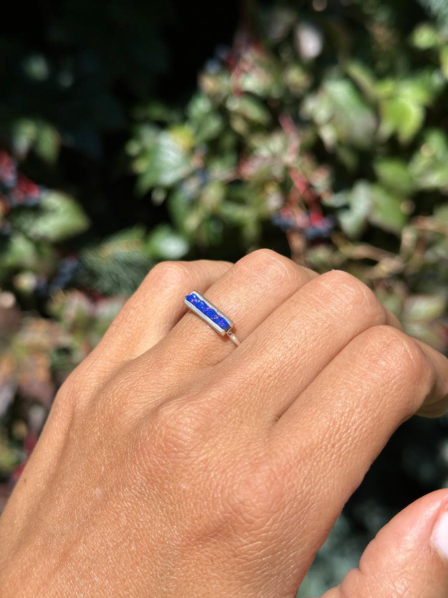 Blue Opal Bar Ring