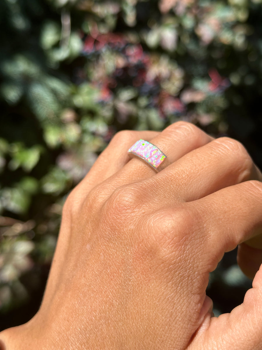Pink Opal Bar  Ring