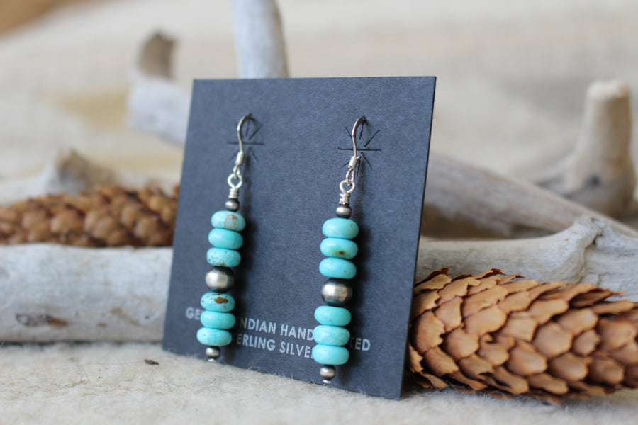 Navajo Pearl Turquoise Dangle Earrings