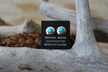 Round Sterling Turquoise Studs