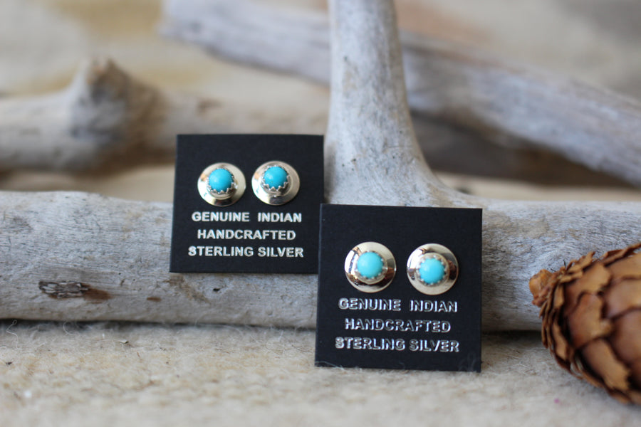 Round Sterling Turquoise Studs