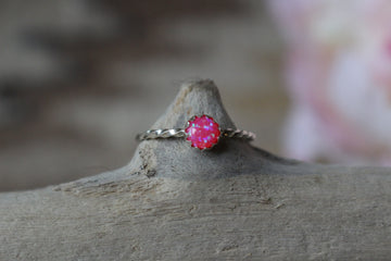 Dainty Twisted Pink Opal Ring