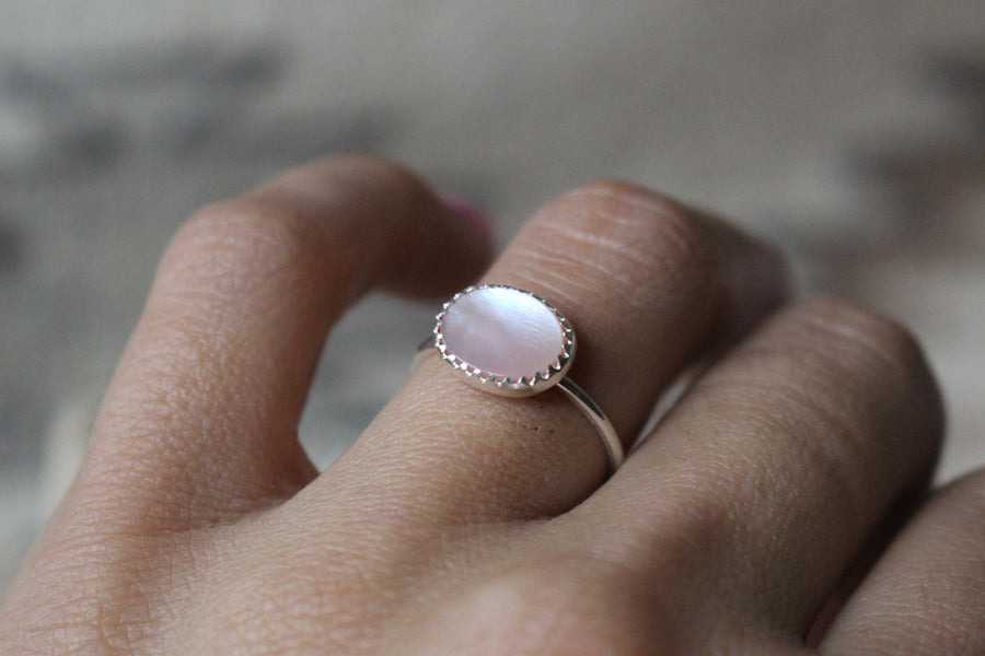 Dainty Mother of Pearl Ridge Ring