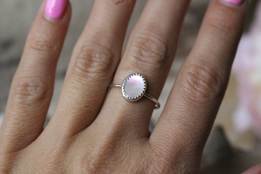 Dainty Mother of Pearl Oval Ring