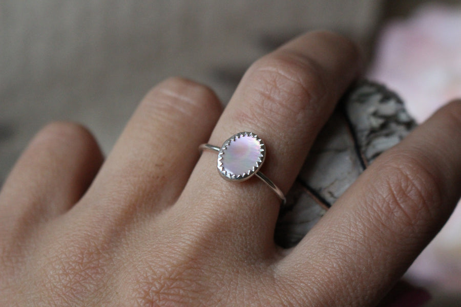 Dainty Mother of Pearl Oval Ring