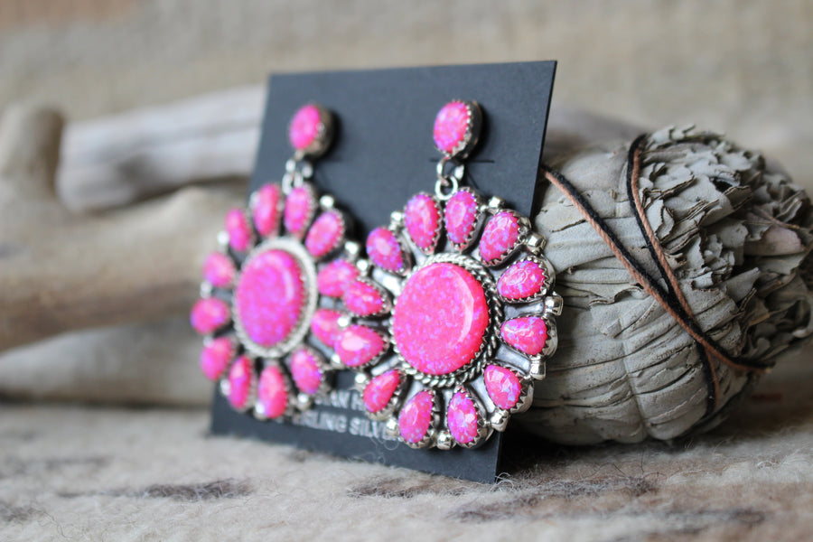 Pink Opal Blossom Earrings