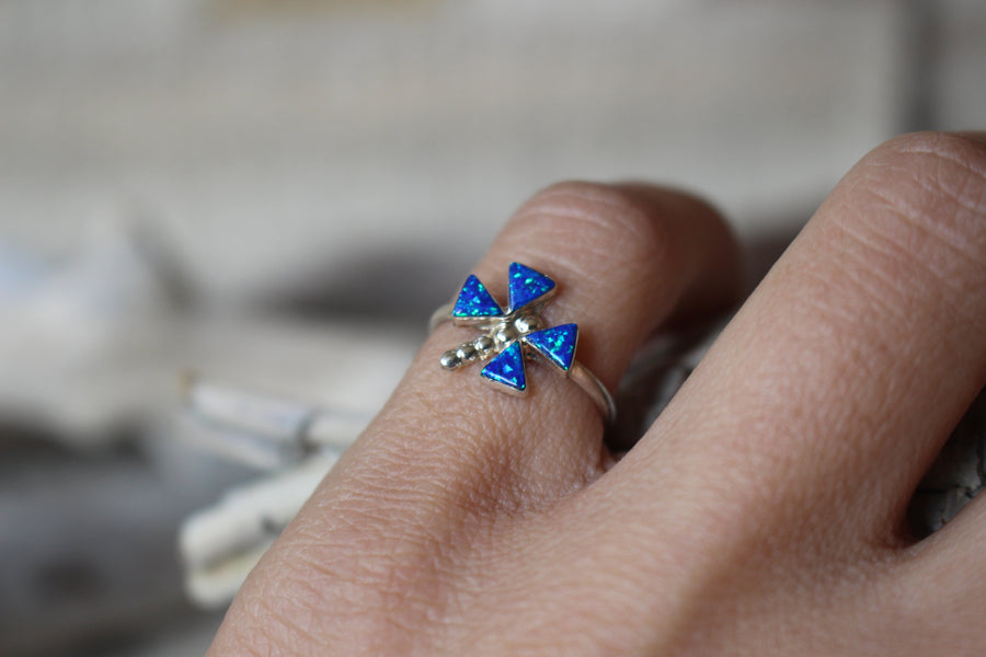 Blue Opal Dragonfly Ring