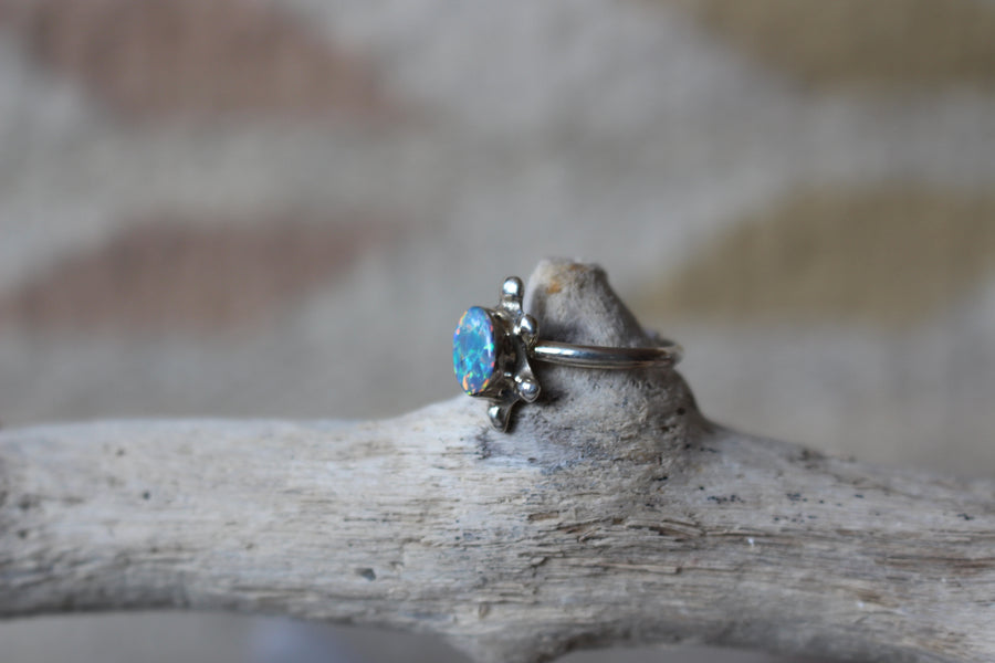 Blue Opal Turtle Ring