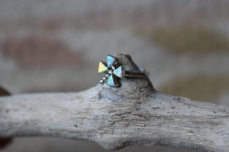 White Opal Dragonfly Ring