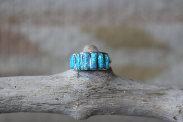 Blue Opal Bars Ring