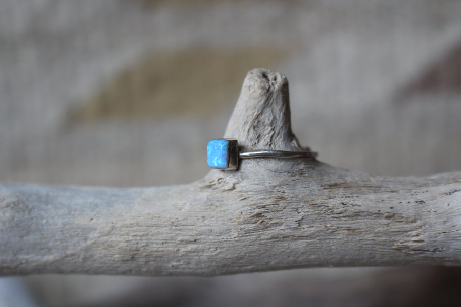 Blue Opal Square Ring