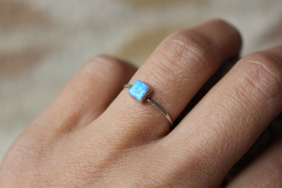 Blue Opal Square Ring