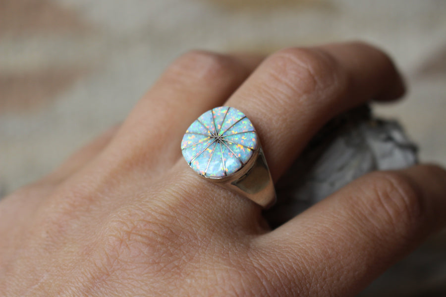 White Opal Rise Ring