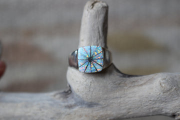 White Opal Square Ring