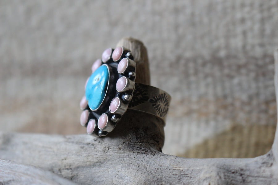 Pink and Turquoise Ring