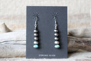Turquoise and Navajo Pearls Rain Earrings